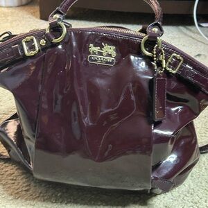 Coach Deep Burgundy Patent Leather Shoulder Bag